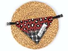 Load image into Gallery viewer, Red Glitter Leopard Plaid Dog Bandana
