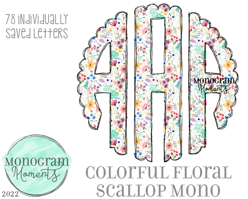 Colorful Floral Scallop Mono
