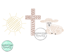 Load image into Gallery viewer, Zaggy Sun, Cross, Lamb - SKETCH EMBROIDERY
