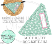 Mint Heart Dog Bandana