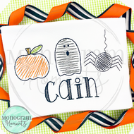 Zaggy Pumpkin, Ghost, & Spider - SKETCH EMBROIDERY