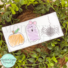 Load image into Gallery viewer, Girl&#39;s Zaggy Pumpkin, Ghost, &amp; Spider - SKETCH EMBROIDERY
