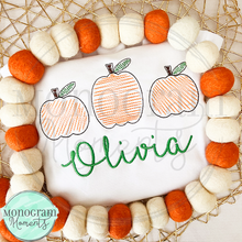Load image into Gallery viewer, Zaggy Pumpkin Trio - SKETCH EMBROIDERY
