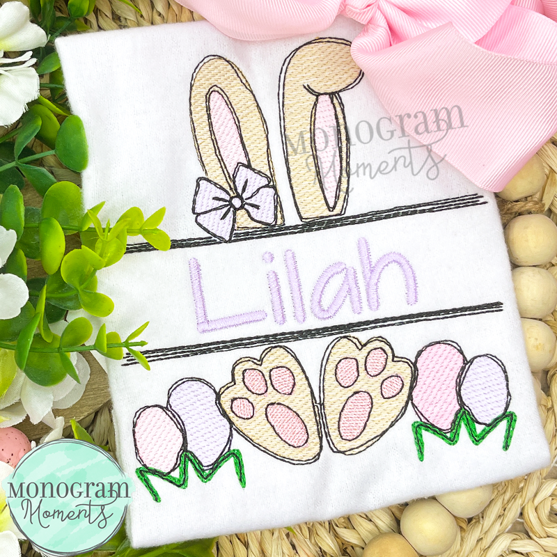 Girl's Bunny Name Plate - SKETCH EMBROIDERY