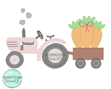Load image into Gallery viewer, Girl&#39;s Vintage Tractor &amp; Carrots - SKETCH EMBROIDERY
