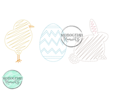 Load image into Gallery viewer, Zaggy Chick Egg Bunny Trio - SKETCH EMBROIDERY
