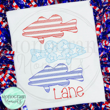 Load image into Gallery viewer, Bass Trio Stars &amp; Stripes - SKETCH EMBROIDERY
