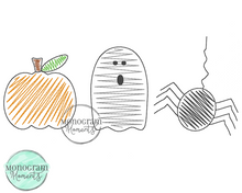 Load image into Gallery viewer, Zaggy Pumpkin, Ghost, &amp; Spider - SKETCH EMBROIDERY
