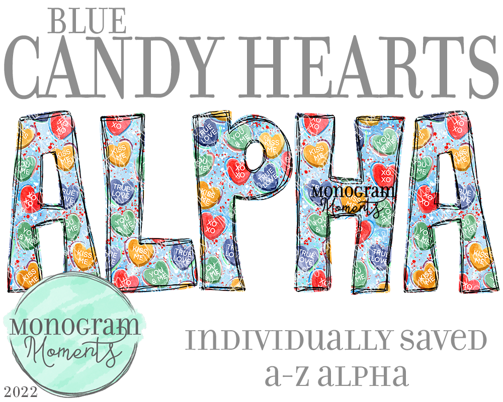 Blue Candy Hearts Alpha