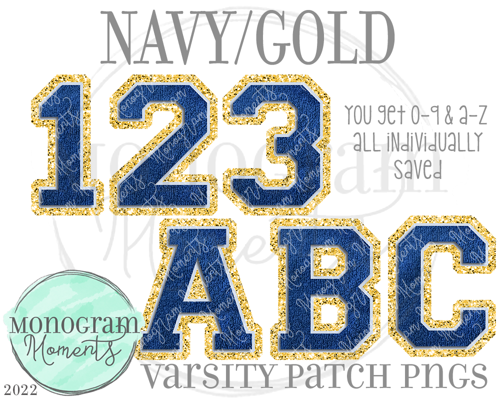 Navy/Gold Varsity Patch Alpha