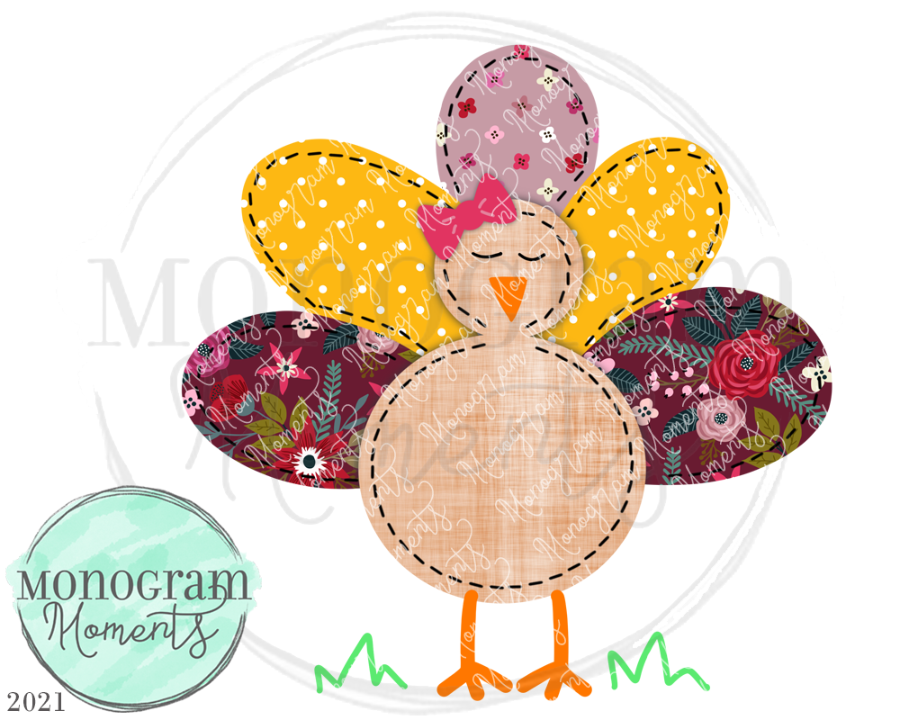 Stitched Floral Turkey