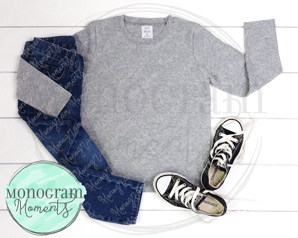 Grey Long Sleeves, Jeans, Black Converses Mock Up - ARB Blanks