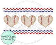 Baseball Hearts Faux Smocking