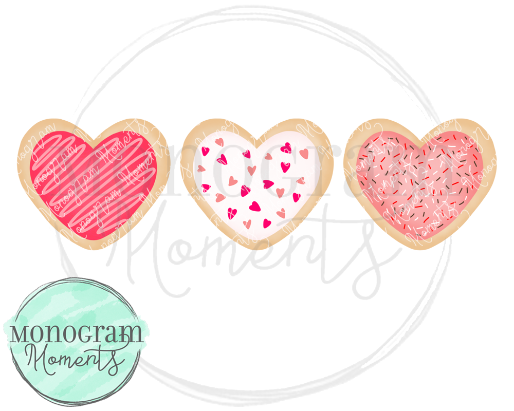 Girl's Valentine's Heart Cookies Trio