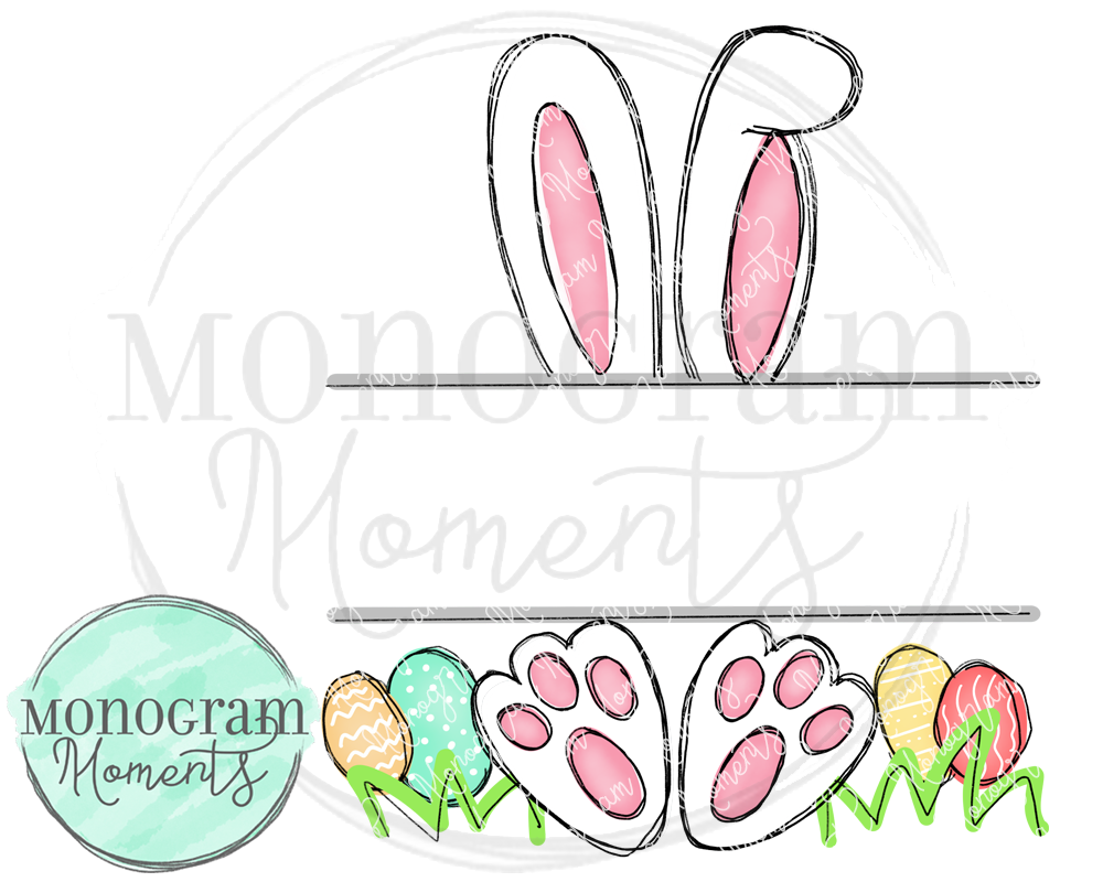 Outlined Easter Bunny Name Plate