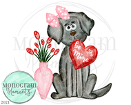 Girl's Valentine's Day Black Dog