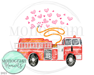 Pink Hearts Valentine's Day Firetruck