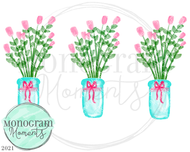 Pink Roses & Jars Trio