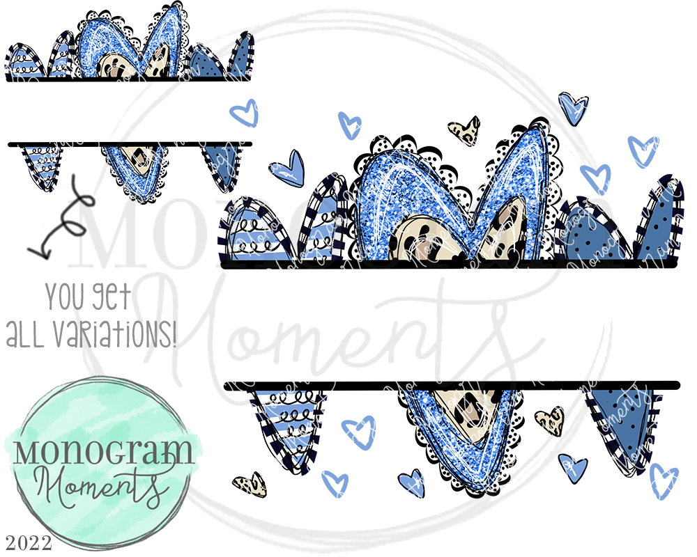 3 Blue Funky Leopard Hearts Nameplate