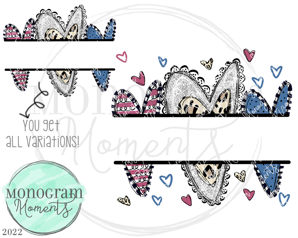 3 Pink/Blue Funky Leopard Hearts Nameplate