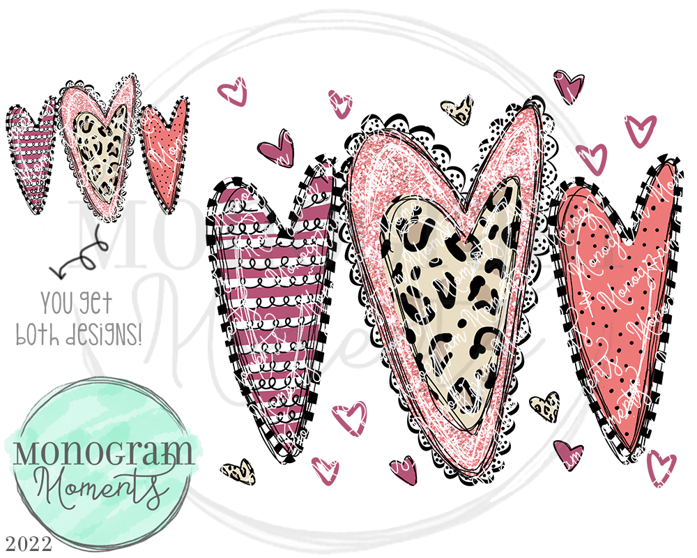 3 Funky Leopard Hearts