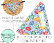 Blue Candy Hearts Dog Bandana