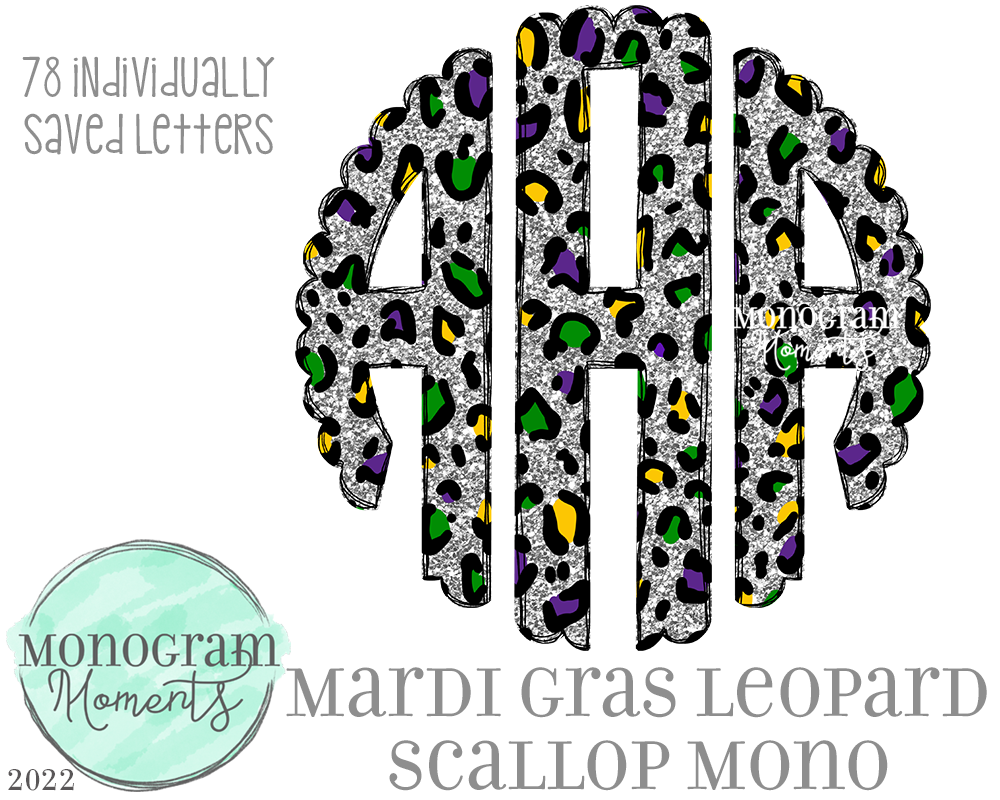 Mardi Gras Leopard Scallop Mono