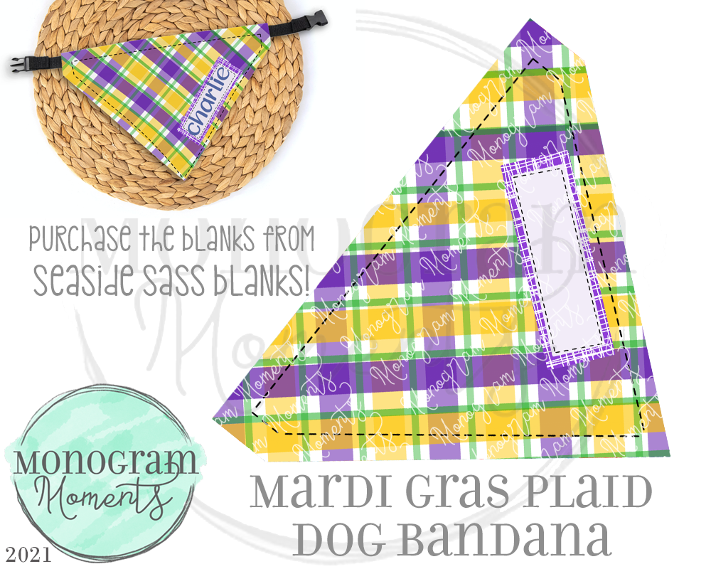 Mardi Gras Plaid Dog Bandana