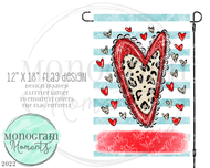Vday Funky Red Heart Stripes 12x18 Flag Design