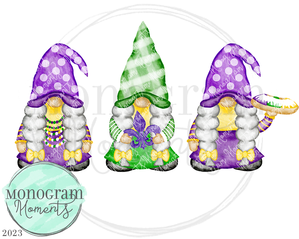 Girl's Mardi Gras Gnomes Trio