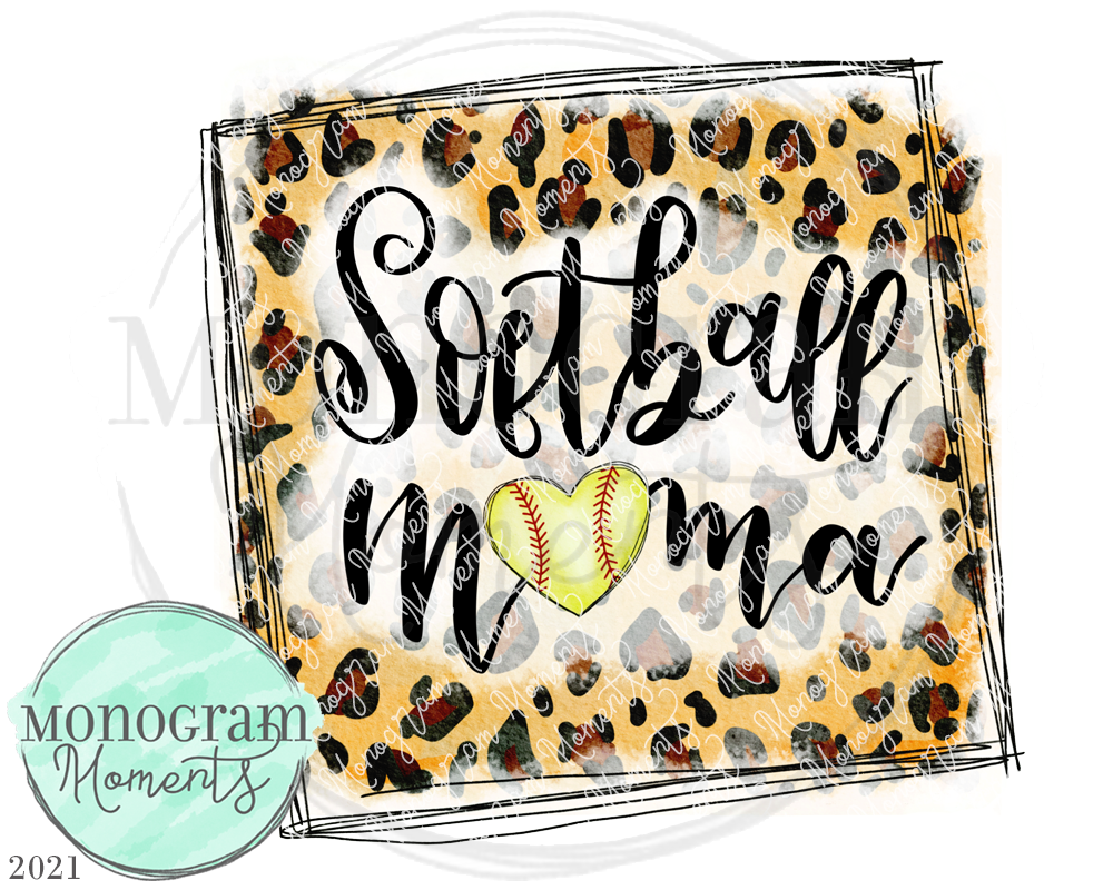 Softball Mama Leopard Frame