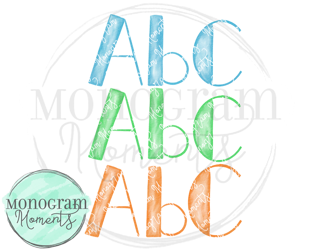 Boy's Watercolor Side-Block PNG Font