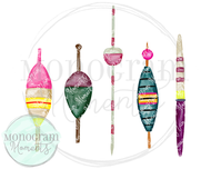 Girl's Watercolor Fishing Bobbers