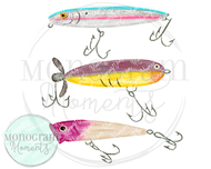 Girl's Watercolor Fishing Lures