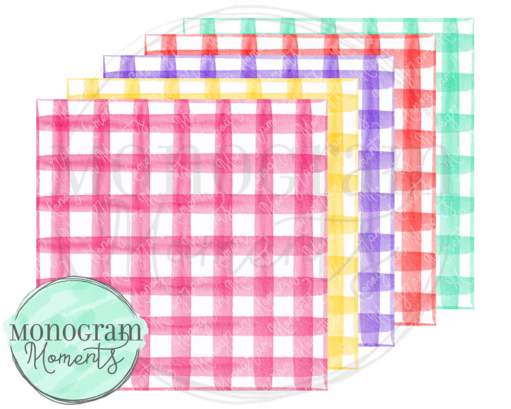 Girl's Watercolor Gingham Backgrounds