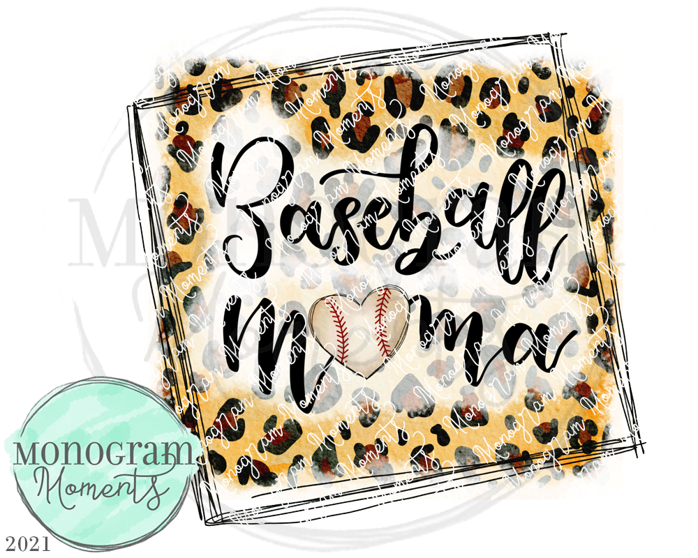 Baseball Mama Leopard Frame