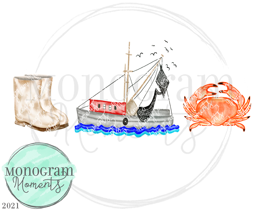Watercolor Crabbing Trio