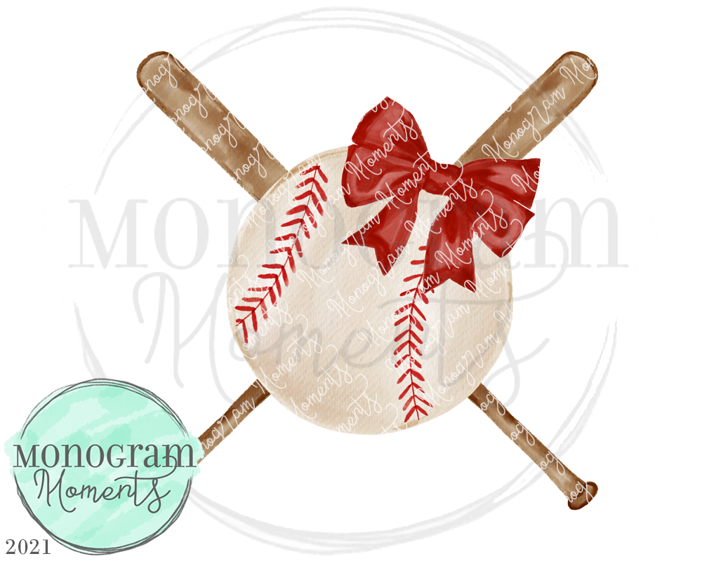 Red Bow Baseball & Bats