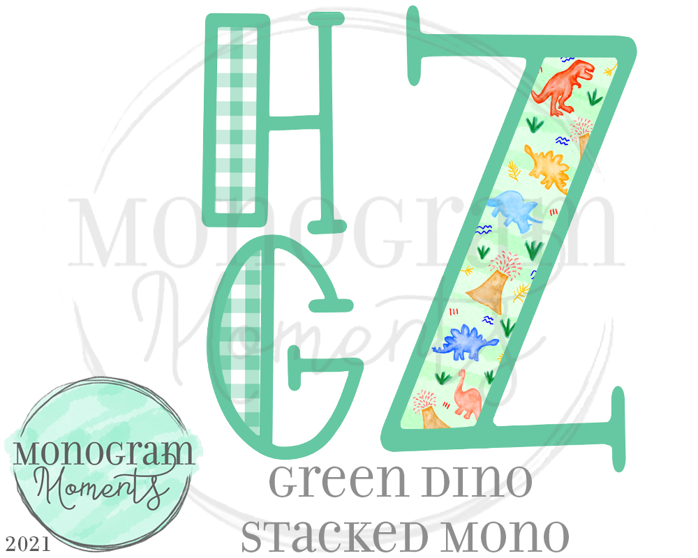 Green Dino Stacked Mono