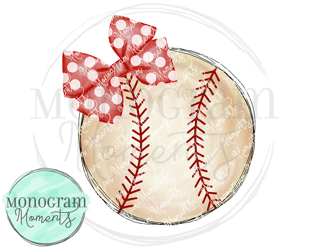 Red Bow Whimsy Baseball