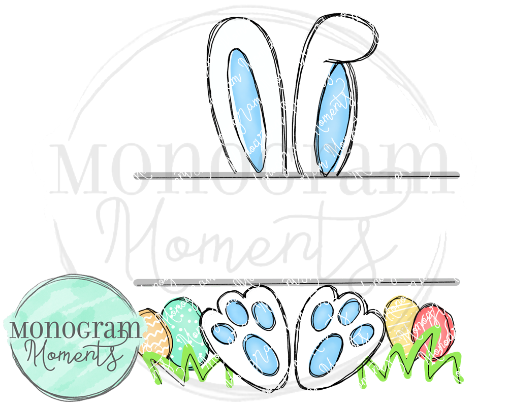 Outlined Easter Bunny Name Plate-Blue