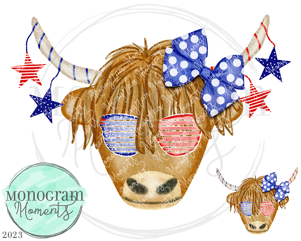 Girl's Patriotic Highland Cow