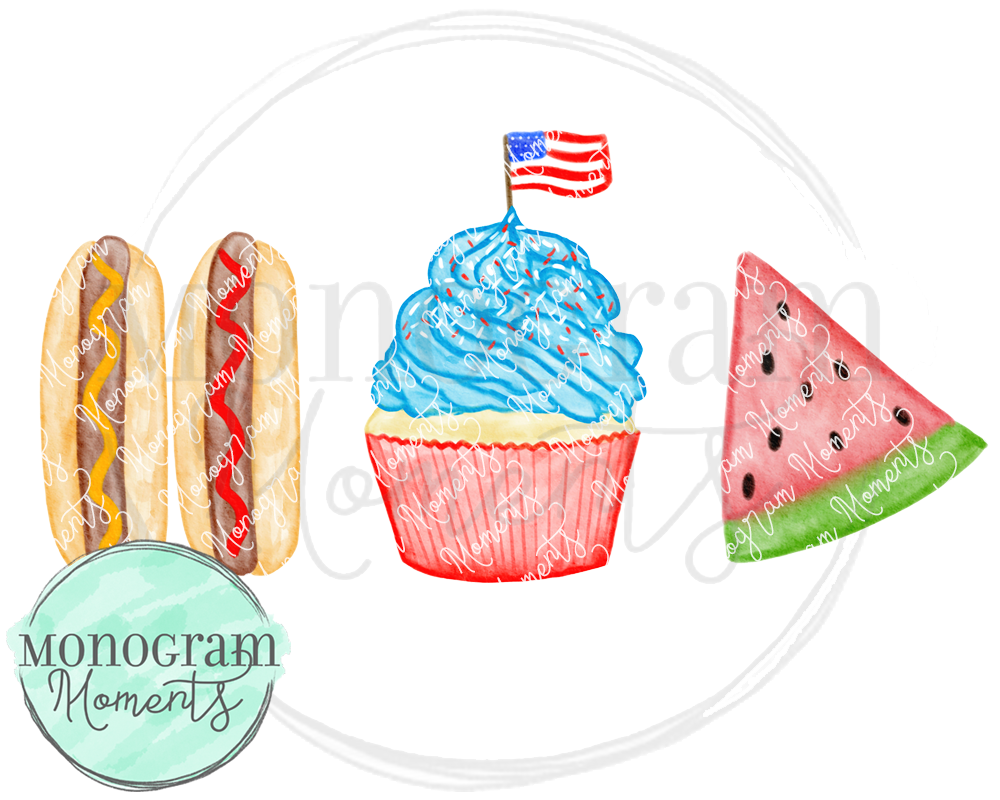 Independence Hot Dogs, Cupcake, Melon