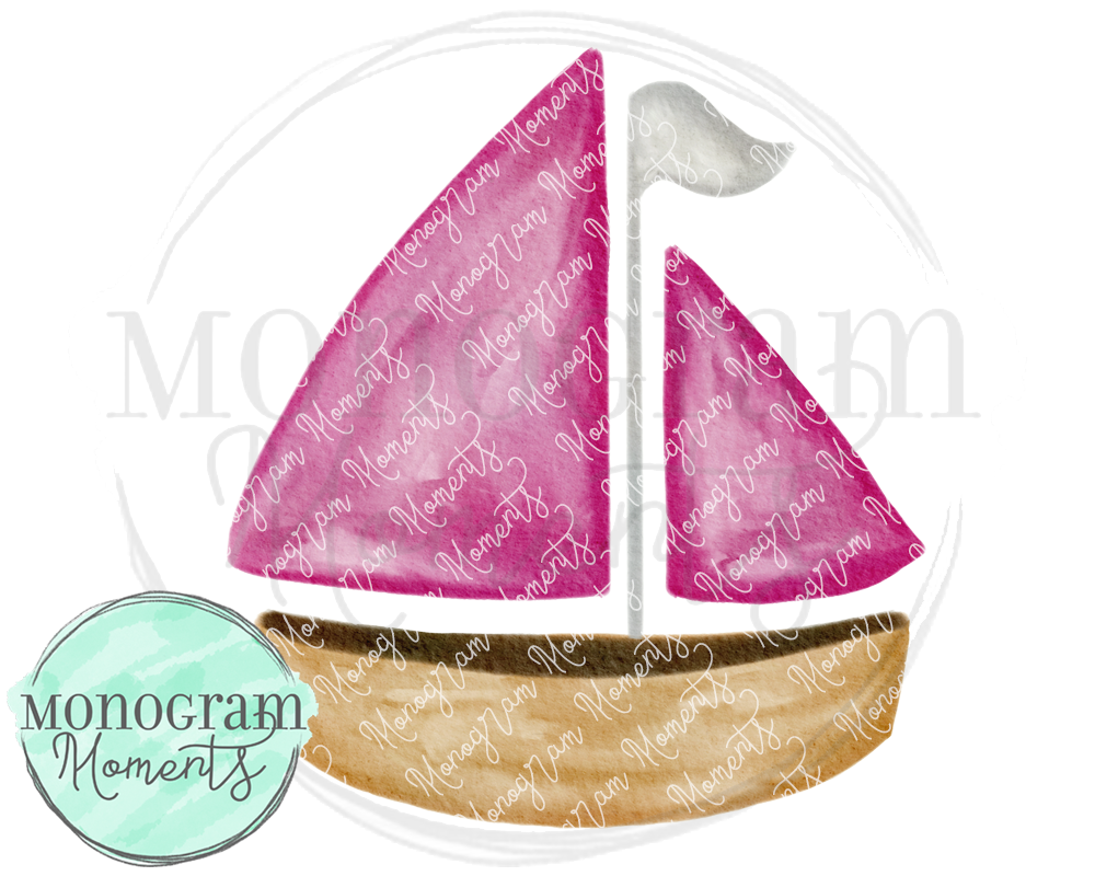 Pink Watercolor Sailboat