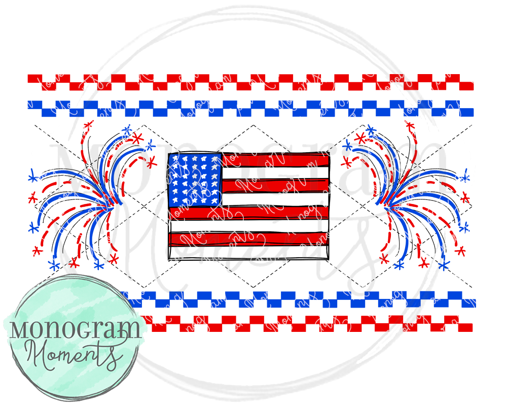 Flag & Fireworks - Faux Smocking – Monogram Moments
