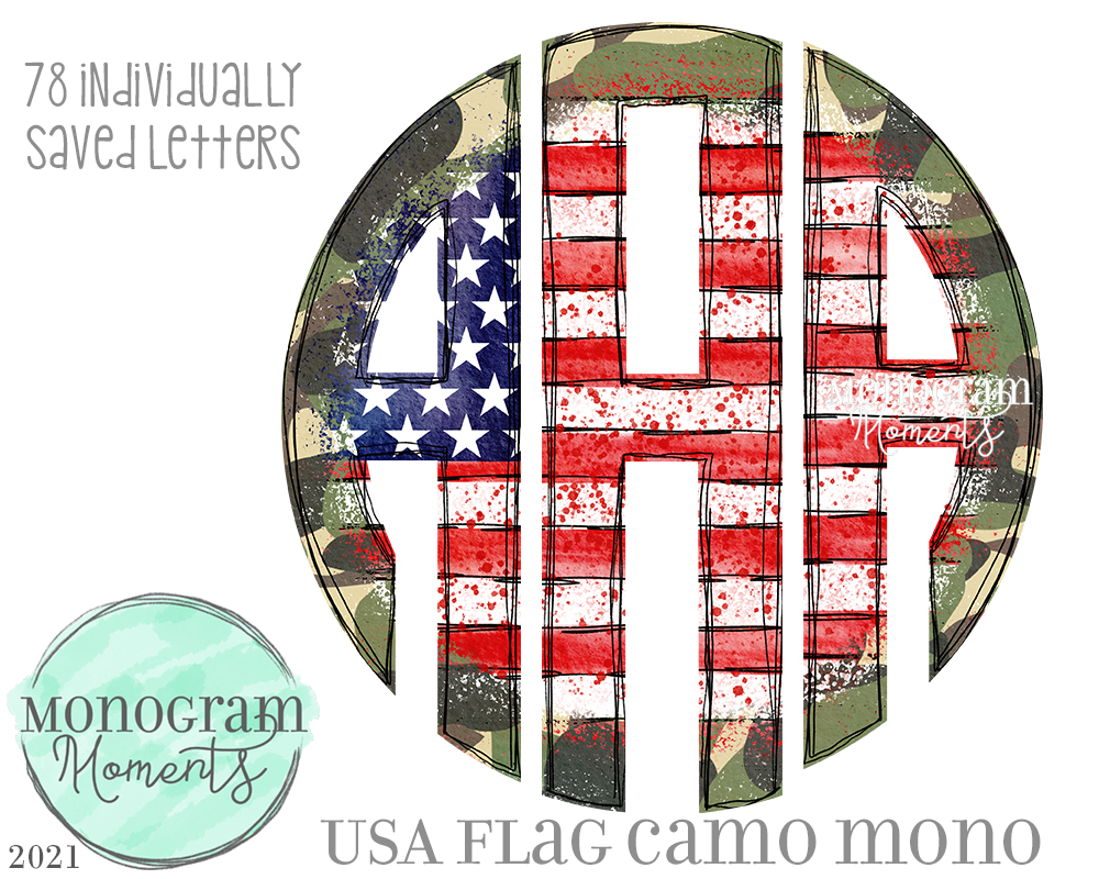 Camo USA Flag Circle Mono