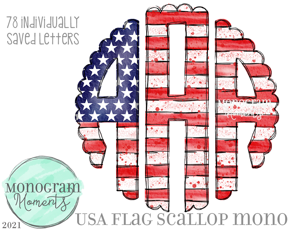 USA Flag Scallop Mono