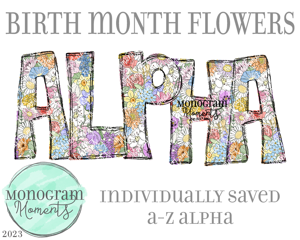 Birth Month Flowers Alpha