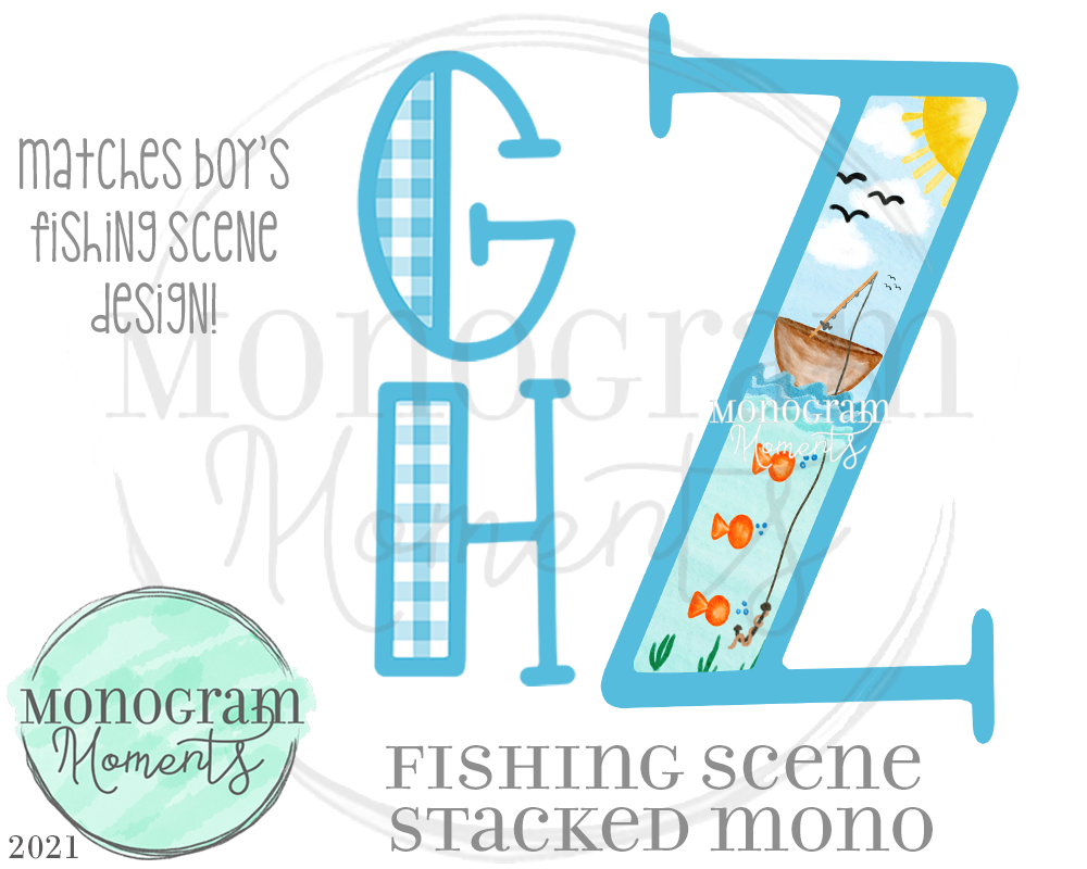 Monogram Scene Fishing Scene Stacked Mono – Monogram Moments
