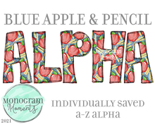 Load image into Gallery viewer, Blue Apple &amp; Pencil Alpha
